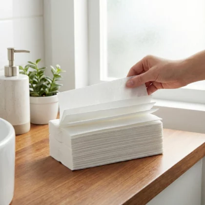 Prosoape de hârtie pentru mâini Z, 2 straturi, 200 foi, 23×23 cm (cutie 12 pachete)