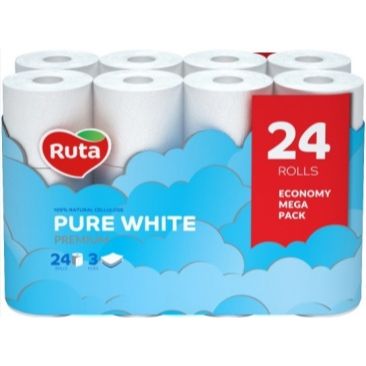 Hârtie igienică rolă standard 18 m, 3 straturi, perforată, 24 role/pachet