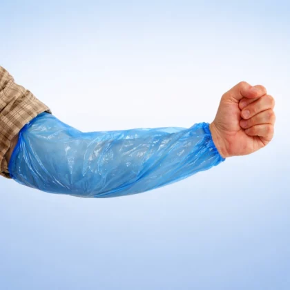 Mânecuțe de polietilenă cu elastic, albastru, 100 buc./ambalaj