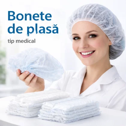 Bonete de plasă, alb/albastru, tip medical