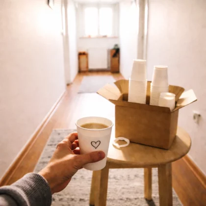 Pahare de hârtie albe - 40 seturi/cutie (2000 buc.)