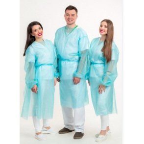 Halat medical TNT (material netesut) hidrofob, culori albastru/alb, 60 buc./cutie