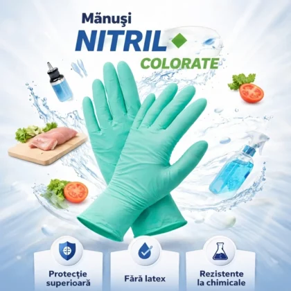 Mănuși nitril color - cutia cu 10 pachete - 100 buc./pachet