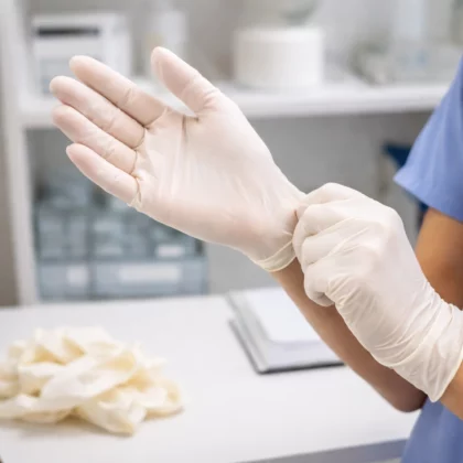 Mănuși Latex (fără talc) S, M, L – 100 buc/pachet