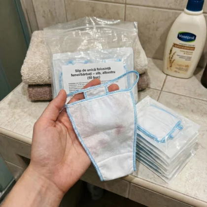 Slip de unică folosință femei/bărbați – alb, albastru (50 buc)