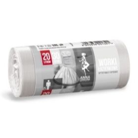 Pungi menajere 20 L / 30 buc., albe, pentru coșuri mici