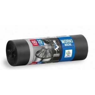 Pungi menajere Premium 60 L / 20 buc., negre, 550×570 mm