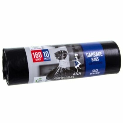 Pungi menajere Extra 120 L / 10 buc., negre, pentru tomberon, 700×1100 mm