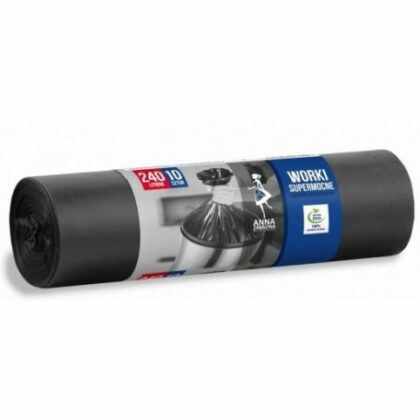 Pungi menajere Extra 240 L / 10 buc., negre, pentru tomberon, 1040×1300 mm