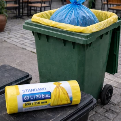 Pungi menajere Standard 60 L / 20 buc., galbene, 500×550 mm